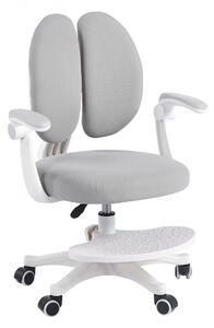 Scaun ergonomic pentru copii, spatar reglabil, suport picioare reglabil, rotativ, Gri