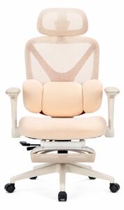DeluxStar YX-977 NEXOR PRO FOAM SEAT – Scaun Ergonomic cu Suport Lombar 3D, Tetieră 3D, Cotiere 4D, Șezut Glisant, Înclinare 140°, Suport pentru Picioare, Bej