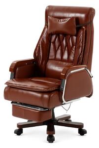 EXECUTIVE PRIME 8206B – Scaun directorial din piele naturala si lemn , Masaj in 9 puncte si Incalzire, rezistent 150 kg, Maro Inchis