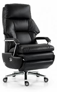 ELITE RECLINER SC1– Scaun Executiv Premium din Piele Naturală, Reclinabil electric, 2 Motoare, Suport pentru Picioare, Negru