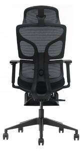 VERTEX PRO – Scaun Ergonomic Premium, Suport Lombar Dublu cu arc și reglaj al tensiunii, Cotiere 3D, Tetieră reglabilă, Șezut Glisant, Suport pentru picioare extensibil, Negru