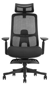 VANTIS PRO – Scaun Ergonomic Premium cu Spătar Înalt Regalbil pe înălțime în 5 poziții, Șezut glisant, Cotiere 3D, Suport pentru picioare, Mesh, Negru
