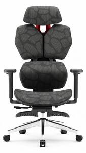PORTO E04 Pro Executive – Scaun Ergonomic cu Suport Lombar Ajustabil, Tetieră Reglabilă, Cotiere 3D, Șezut Extensibil, Înclinare 135°, Suport pentru Picioare și Bază Metalică, Mesh, Negru