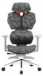PORTO E04 Pro Executive – Scaun Ergonomic cu Suport Lombar Ajustabil, Tetieră Reglabilă, Cotiere 3D, Șezut Extensibil, Înclinare 135°, Suport pentru Picioare și Bază Metalică, Mesh, Gri