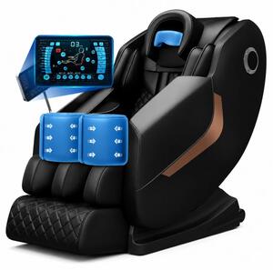 Fotoliu de Masaj GAIUS ULTRA PREMIUM – Tehnologie, Relaxare și Eleganță - AI Voice, Incalzire, Zero Gravity, difuzoare Bluetooth, Negru