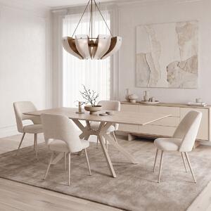 Set 5 piese Masa dining si Scaune Nelda Olven, Bej, 58x44x82 cm