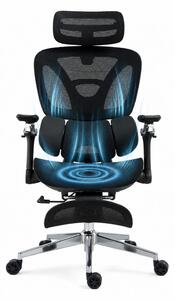 METACHAIR DORO VENT Scaun ergonomic, sezut cu ventilatie, suport lombar dinamic, spătar reglabil înălțime, cotiere 6D, tetieră 2D, suport picioare, mecanism multifunctional inclinare/blocare, pivotant, Mesh, Negru