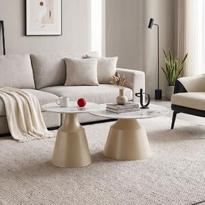 Set 2 piese Masute de cafea Sculpt, Cappuccino, 70x70x38 cm