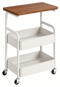 Masuta de serviciu pe roti NEXORA 77x43 cm, alb