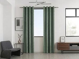 Perdea opaca LOOM VELVET 140x250 cm, verde Agatat: Inele metalice