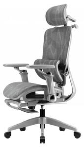 RESIGILAT- Scaun ergonomic, translatie sezut, cotiere 6D, tetiera 3D, suport lombar reglabil, pivotant, suport pentru picioare, Gri