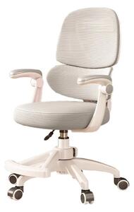 ErgoKids Flexi 608 – Scaun Ergonomic pentru Copii Reglabil, Spatar Dublu cu Suport Lombar, Cotiere Rabatabile, Suport pentru Picioare, Alb/Gri