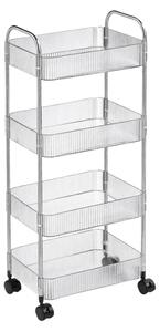 Raft pe rotile 4 polite CLARY 95x36 cm, transparent/argintiu