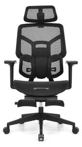 Scaun Ergonomic AirMesh Pro E399-H – Full Mesh, Suport Lombar Reglabil pe Înălțime, Cotiere 4D, Tetiera 3D, Reclinare Automată, Suport Picioare, Negru