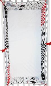 Set 2 aparatori matlasate patut 120x60 cm Kidizi Black-Red-White, inaltime 35 cm