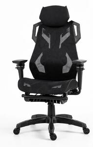ERGON PRO Scaun ergonomic, cotiere 6D, Suport lombar ajustabil, suport picioare, Mesh, Negru