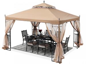 ABCCANOPY Foișor de gradina 3.05x3.05 m - Foișor exterior cu cadru din oțel și plasă de țânțari pentru gazon, curte, grădină, terasă, Kaki