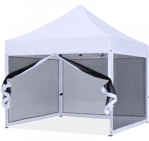 ABCCANOPY – Cort pavilion pliabil 3x3 m, cu pereți Mesh anti-insecte, înălțime reglabilă (3 trepte), impermeabil, protecție UV, Alb
