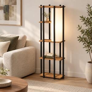 Lampadar de podea cu rafturi Lumna, Negru, 24x45x150 cm