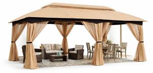 ABCCANOPY Foișor de gradina 305x610 cm, cadru din oțel și plasă de țânțari pentru gazon, curte, grădină, terasă, Kaki
