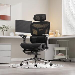 RESIGILAT- Scaun ergonomic, Sezut translatie, cotiere 9D, tetiera 3D, suport lombar 3D Adaptive, pivotant, suport picioare, Negru