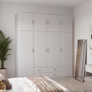 Dulap cu 4 usi Alvia, Alb, 51x200x240 cm