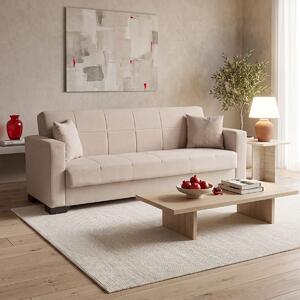 Canapea extensibila 3 locuri cu spatiu de depozitare Vox, Bej, 75x180x85 cm