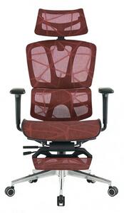 Scaun ergonomic, Sezut translatie, Cotiere 3D, Tetiera 3D, Suport lombar adaptiv, Pivotant, Suport picioare, Rosu