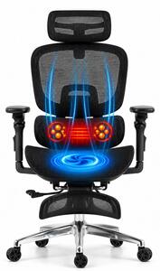 VIGOCHAIR ULTRA PRO VENT/ROLLER Scaun ergonomic, sezut cu ventilatie, spatar reglare verticala, suport lombar cu role masaj si incalzire, sezut translatie, cotiere 6D, suport picioare, Full Mesh, Negru