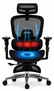 VIGOCHAIR ULTRA PRO VENT Scaun ergonomic, suport lombar cu masaj si incalzire, sezut cu ventilatie, sezut translatie, spatar reglare verticala, cotiere 6D, suport picioare, Full Mesh, Negru