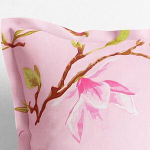 Goldea față de pernă 100% bumbac cu tiv decorativ - model 073 magnolii roz 30 x 50 cm
