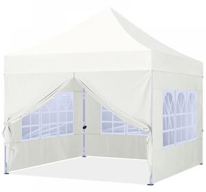 ABCCANOPY – Cort pliabil 3x3 m, înălțime reglabilă 3 trepte, pereți cu ferestre transparente, impermeabil, Bej