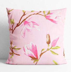 Goldea față de pernă 100% bumbac - model 073 magnolii roz 30 x 50 cm