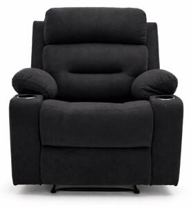 Fotoliu Masaj, Incalzire, Rabatabil, Sezut cu Arcuri Metalice, Suport Picioare extensibil, Chenille, Negru
