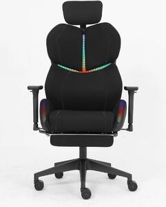 LUMINA X-Motion Pro – Scaun Gaming & Office Premium cu LED RGB și Suport pentru Picioare – Confort Inteligent și Design Spectaculos, Textil, Negru