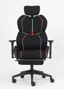LUMINA X-Motion Pro – Scaun Gaming & Office Premium cu LED RGB și Suport pentru Picioare – Confort Inteligent și Design Spectaculos, Textil, Negru/Mov