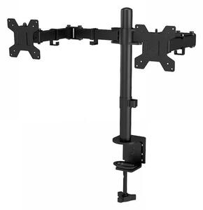 Suport Monitor Profesional cu Braț Dublu Reglabil – Ergonomie, Stabilitate și Control Total, Negru