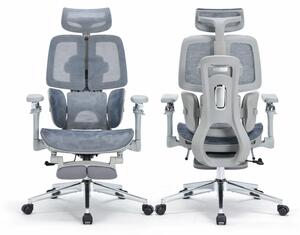 DeluxStar T10 Premium – Scaun ergonomic, cotiere 6D ultra moi, Suport Lombar 3 Zone Dinamice, Spătar ajustabil pe inaltime, Sezut Translatie, Tetiera 4D, mecanism multifunctional inclinare/blocare, pivotant, Mesh, Gri