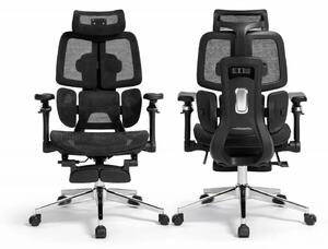 DeluxStar T10 Premium – Scaun ergonomic, cotiere 6D ultra moi, Suport Lombar 3 Zone Dinamice, Spătar ajustabil pe inaltime, Sezut Translatie, Tetiera 4D, mecanism multifunctional inclinare/blocare, pivotant, Mesh, Negru