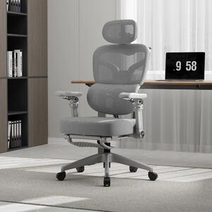 Scaun ergonomic, Sezut Translatie, cotiere 9D, tetiera 6D, suport lombar reglabil, spătar reglabil inaltime, pivotant, suport picioare, sezut buretat,Gri