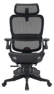 Scaun ergonomic SIHOO B100-PRO, cotiere 4D, tetiera 3D, mecanism multifunctional inclinare/blocare, suport picioare, pivotant, Mesh, Negru