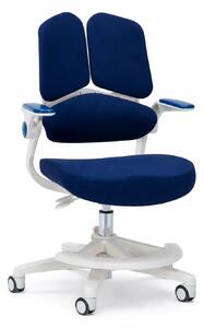 ErgoMotion Junior – Scaun Ergonomic pentru copii, Reglaje Multiple, Ajustare Personalizată, Adaptabil pe măsura creșterii, Suport Lombar 3 Zone, Roți Blocabile, Bleumarin