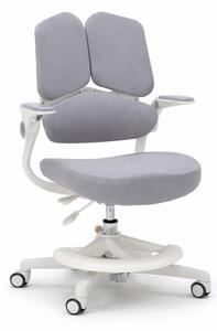 ErgoMotion Junior – Scaun Ergonomic pentru copii, Reglaje Multiple, Ajustare Personalizată, Adaptabil pe măsura creșterii, Suport Lombar 3 Zone, Roți Blocabile, Gri