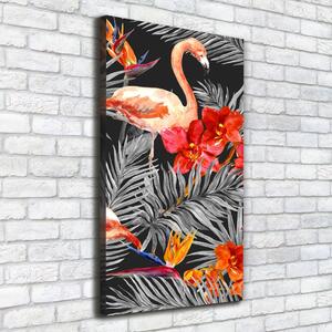 Imprimare tablou canvas Flamingos și flori