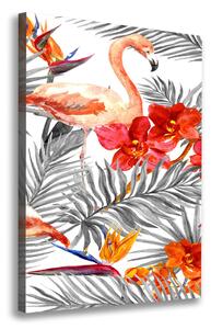 Tablou pe pânză Flamingos și flori