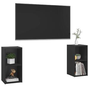Dulapuri TV, 2 buc., negru, 72x35x36,5 cm, lemn prelucrat