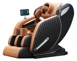 Fotoliu masaj IGNIUS, AI Voice, Incalzire, Bluetooth, Tableta ecran tactil color, Zero Gravity, 2 Boxe, Moduri Automate, Reglarea intensității masajului, Piele PU Premium, Portocaliu