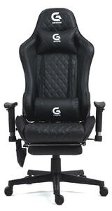 Scaun gaming, Masaj in 7 puncte, Boxe Bluetooth, funcție șezlong, 90-180 grade, suport picioare, sezut benzi elastice sustinere suplimentara, PU, Negru