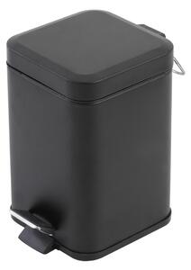 Cos de gunoi patrat, 3L, cu pedala si capac, negru