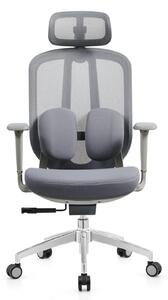 RESIGILAT- Scaun ergonomic, cu înclinare sincronizată, suport lombar si tetiera reglabile, rotativ, tapițerie din mesh si textil, căptușeală din spumă, cadru PP, Gri